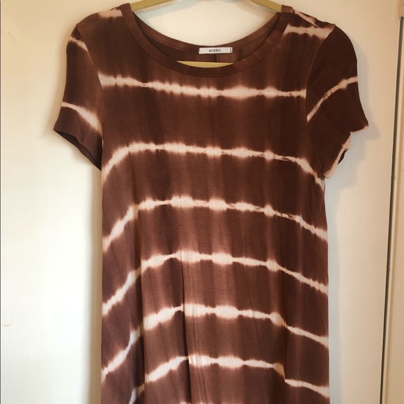 Brown Tie Dye T-Shirt Dress - Picture 2 of 4